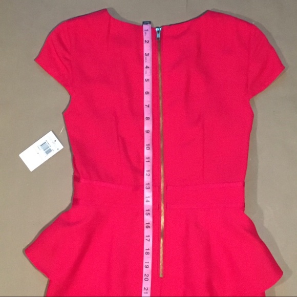 ✨NWT✨Classic Peplum Waist Red Dress w Pencil Skirt & Cap-Sleeves 🏷️by Muse - Picture 13 of 16